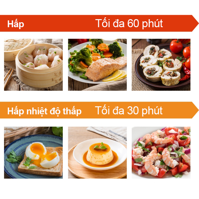 Hai chế độ hấp linh hoạt phù hợp với mọi món hấp