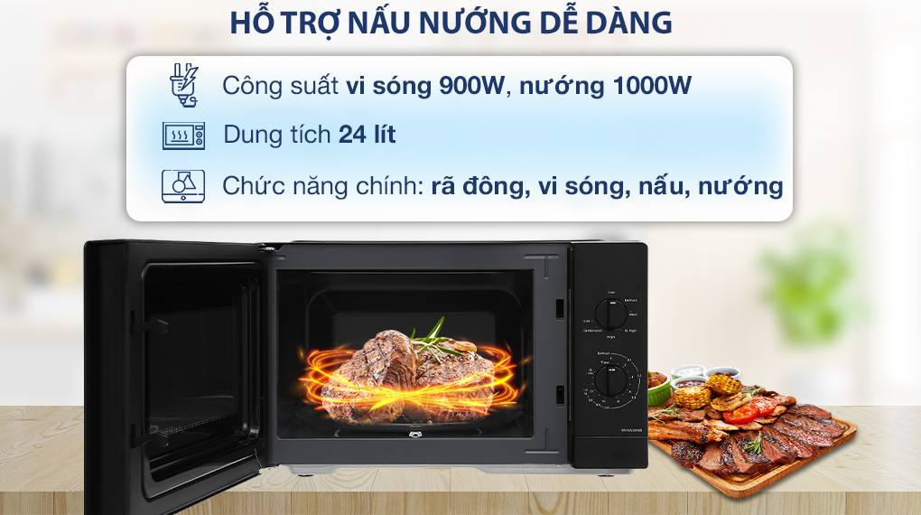 Lò vi sóng có nướng Panasonic NN-GM34NBYUE 24 lít - Hỗ trợ nấu nướng