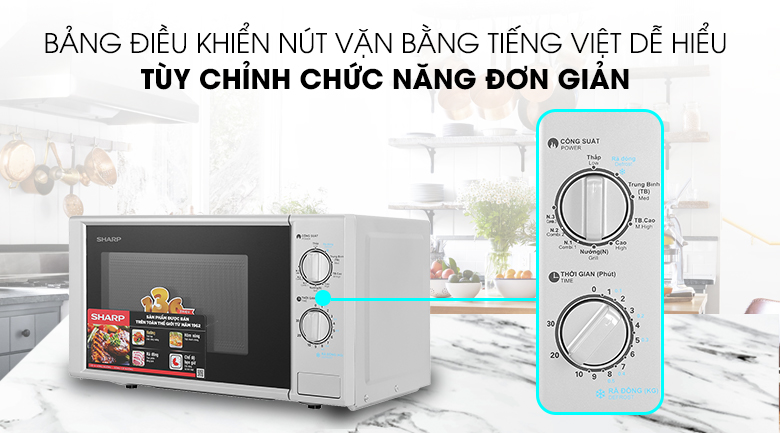 Bảng điều khiển Lò vi sóng R-G228VN-SL 20 lít Bảng điều khiển nút vặn - Lò vi sóng R-G228VN-SL 20 lít