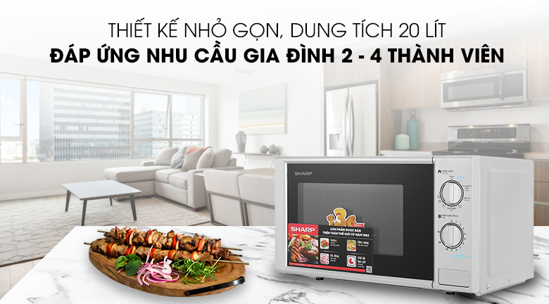 Thiết kế Lò vi sóng R-G228VN-SL 20 lít Lò vi sóng có nướng Sharp 20 lít R-G228VN-SL