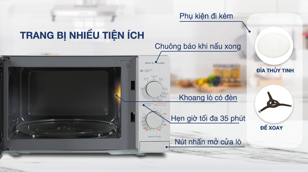 Lò vi sóng có nướng Sharp R-G211TV-SL 21 lít - Tiện ích
