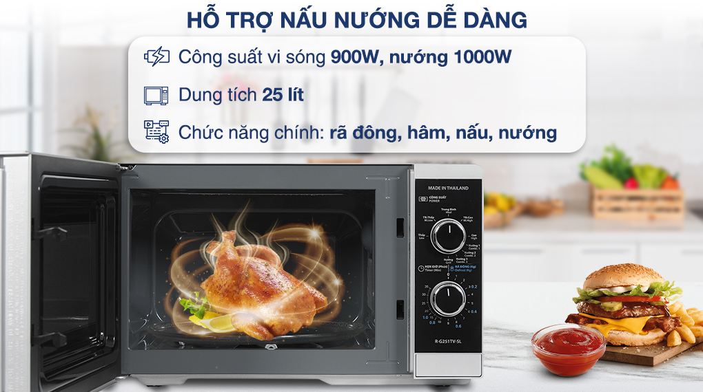 Lò vi sóng có nướng Sharp R-G251TV-SL 25 lít - Công suất