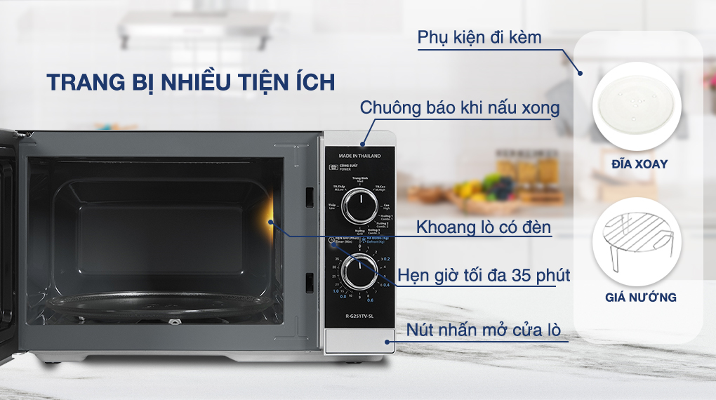 Lò vi sóng có nướng Sharp R-G251TV-SL 25 lít - Tiện ích