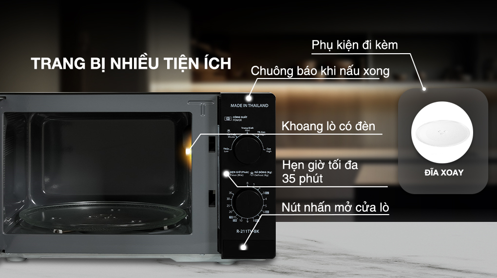 Lò vi sóng Sharp R-211TV-BK 21 lít - Tiện ích Lò vi sóng Sharp R-211TV-BK 21 lít - Tiện ích