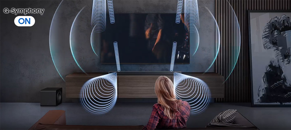 Công nghệ Q-Symphony bộ loa thanh Samsung HW-QS700F/XV 345W