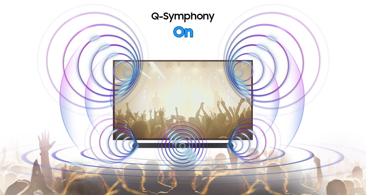 Công nghệ Q-Symphony giúp đồng bộ âm thanh từ loa với tivi Samsung