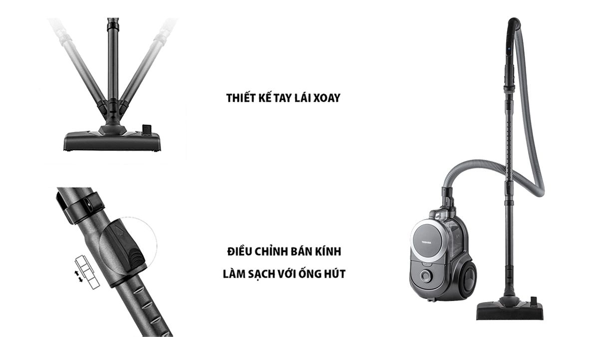 Toshiba VC-BL160F(K) thiết kế tay lái xoay 180 độ