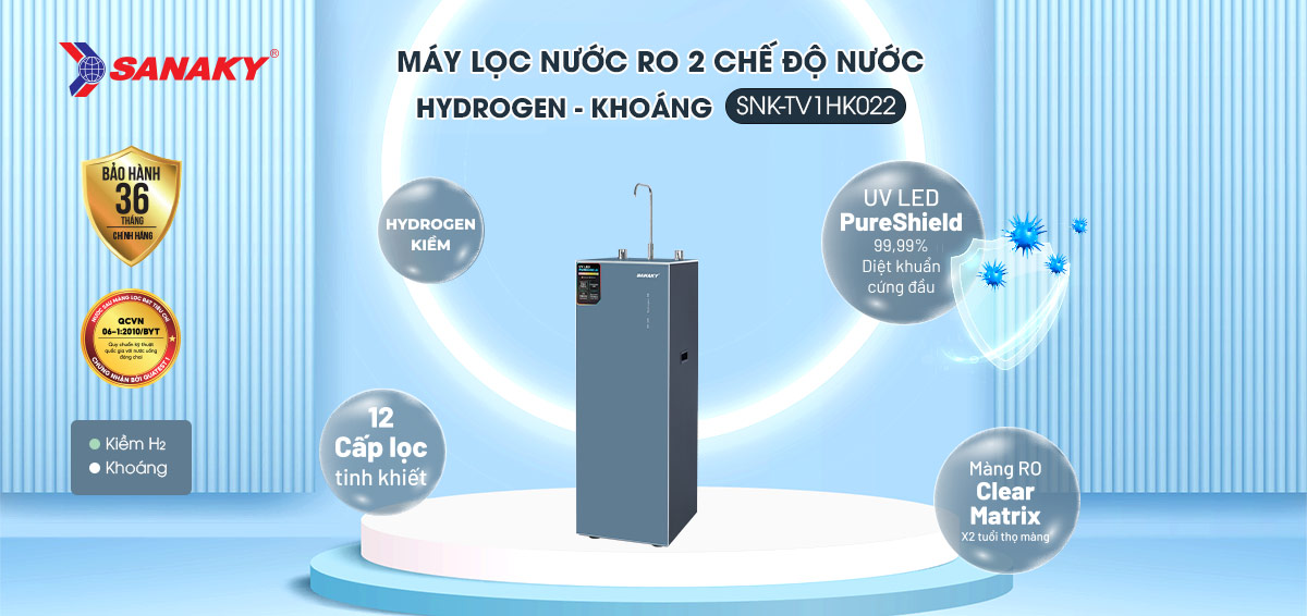 Máy lọc nước Hydrogen Sanaky SNK-TV1HK022