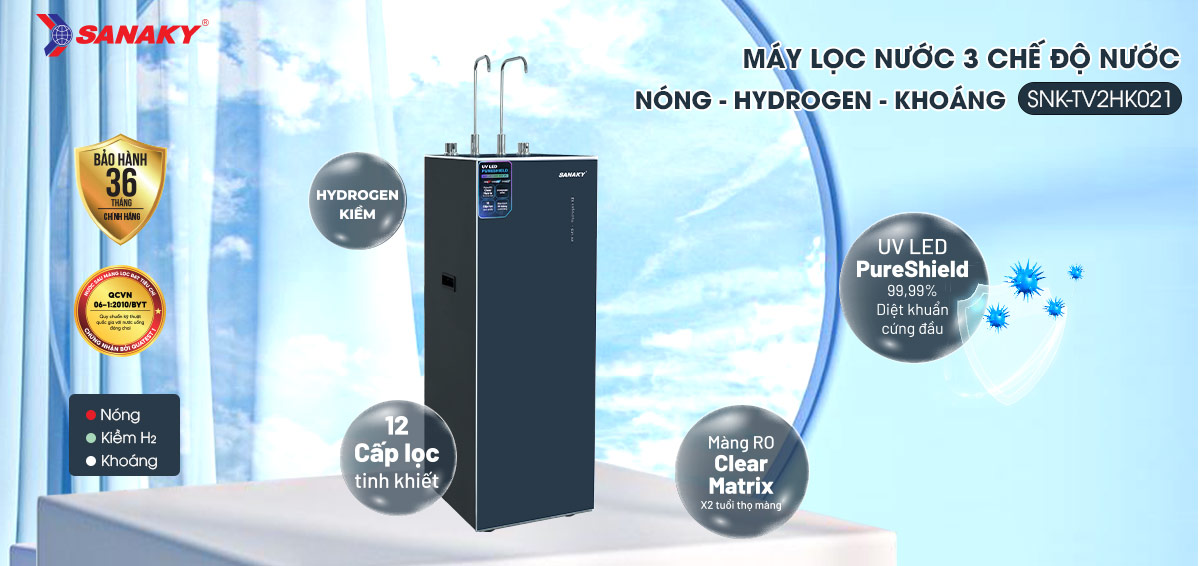 Máy lọc nước Sanaky SNK-TV2HK021 Máy lọc nước nóng Hydrogen Sanaky SNK-TV2HK021