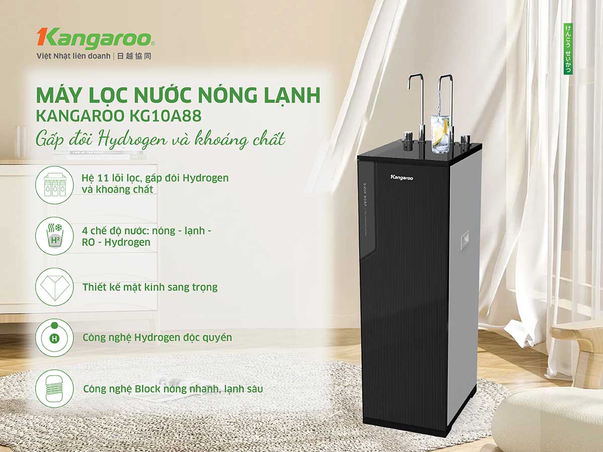 Máy lọc nước nóng lạnh Kangaroo Hydrogen KG10A88 Máy lọc nước nóng lạnh Kangaroo KG10A88