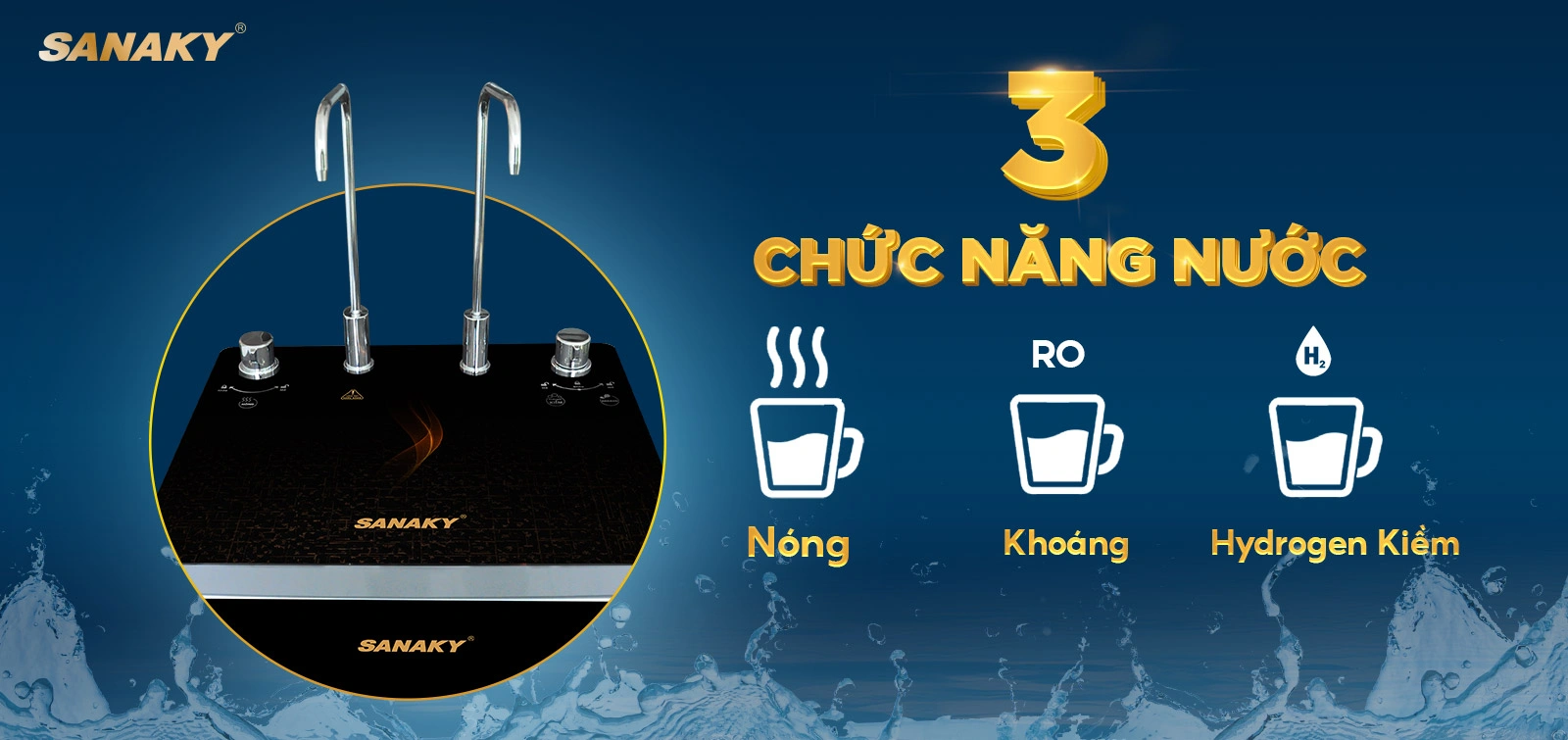 3 Chức năng nước Nóng - Nguội (Khoáng - Hydrogen Kiềm) tiện lợi 3 Chức năng nước Nóng - Nguội (Khoáng - Hydrogen Kiềm) tiện lợi