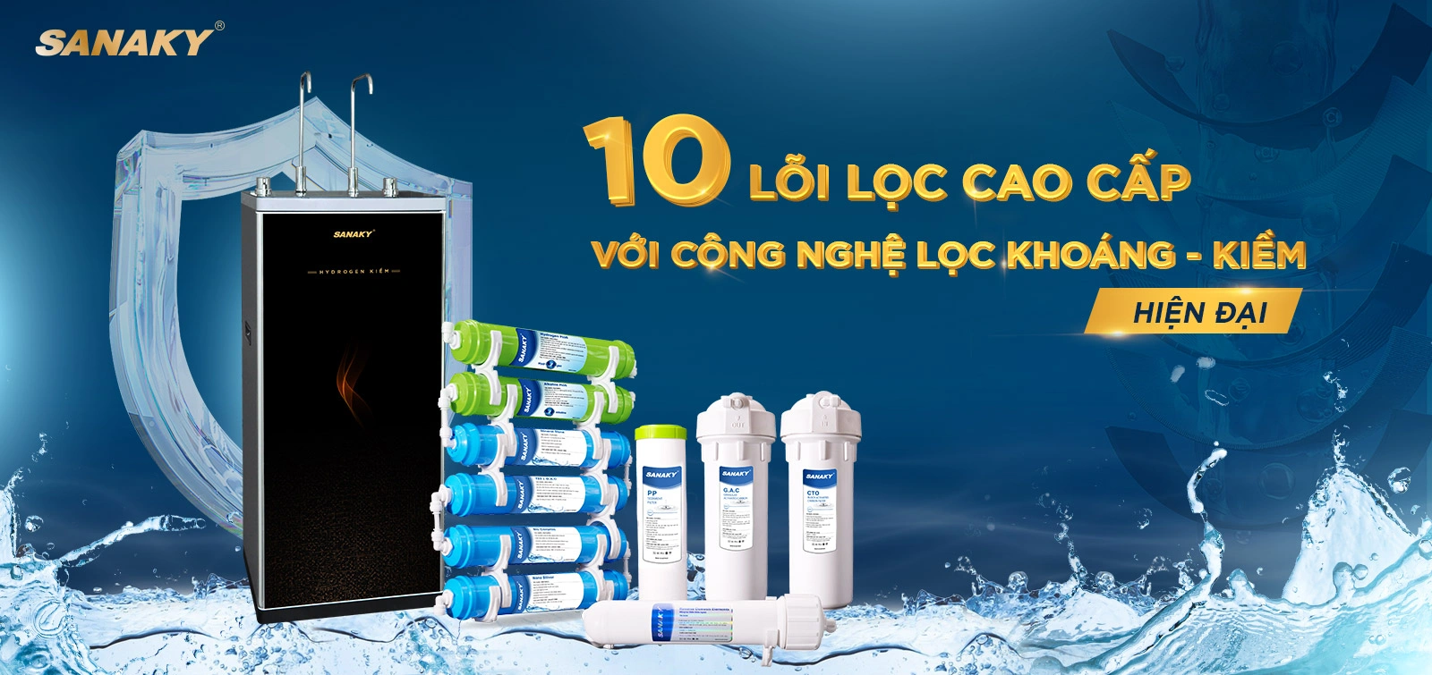 10 lõi lọc cao cấp với Công nghệ lọc Khoáng - Kiềm hiện đại 10 lõi lọc cao cấp với Công nghệ lọc Khoáng - Kiềm hiện đại