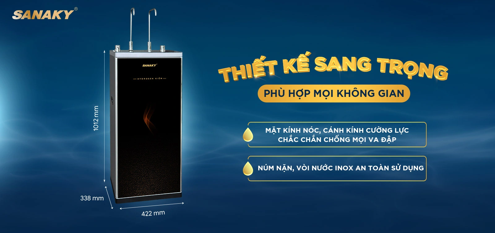 Thiết kế sang trọng phù hợp với mọi không gian Máy lọc nước nóng lạnh Sanaky SNK-E2HK006