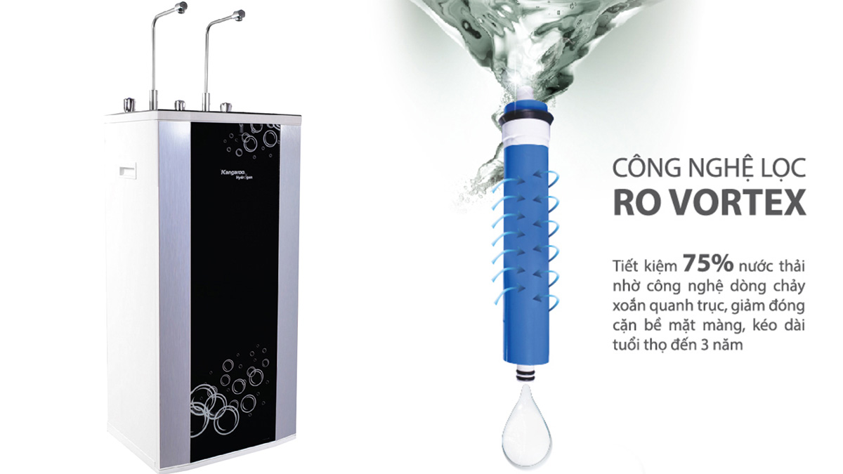 Kangaroo KG100HK tích hợp công nghệ RO Vortex tiết kiệm nước