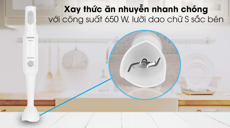 Máy xay sinh tố cầm tay Philips HR2531 - Lưỡi dao chữ S thép không gỉ sắc bén Máy xay sinh tố cầm tay Philips HR2531 - Lưỡi dao chữ S thép không gỉ sắc bén