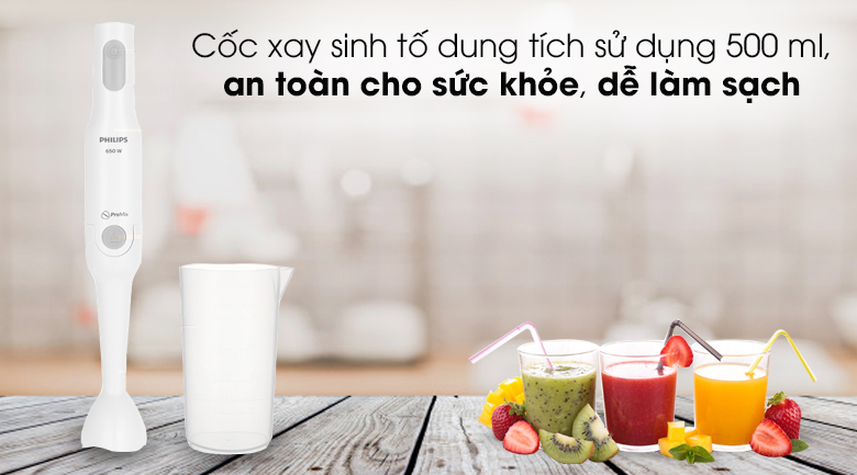 Máy xay sinh tố cầm tay Philips HR2531 - Cốc đựng dung tích sử dụng 500 ml Máy xay sinh tố cầm tay Philips HR2531 - Cốc đựng dung tích sử dụng 500 ml
