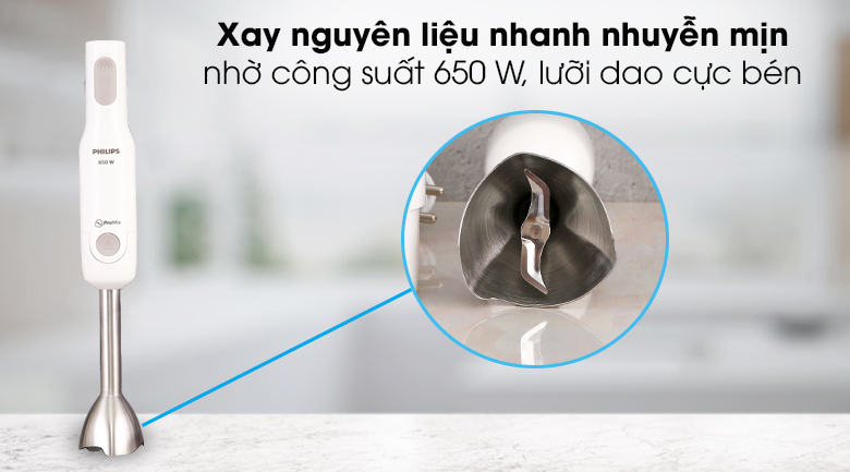Máy xay sinh tố cầm tay Philips HR2537 - Tốc độ xay mạnh mẽ Máy xay sinh tố cầm tay Philips HR2537 - Tốc độ xay mạnh mẽ