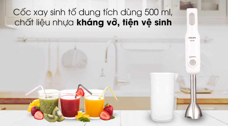Máy xay sinh tố cầm tay Philips HR2537 - Cốc xay sinh tố dùng thực tế 500 ml Máy xay sinh tố cầm tay Philips HR2537 - Cốc xay sinh tố dùng thực tế 500 ml
