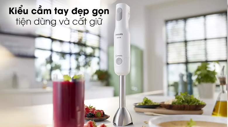 Máy xay sinh tố cầm tay Philips HR2537 - Thiết kế thanh lịch, chắc chắn, kích cỡ gọn gàng Máy xay sinh tố cầm tay Philips HR2537/00