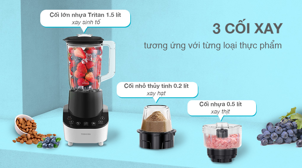 Máy xay sinh tố Toshiba BL-70PS1PV - 3 cối xay