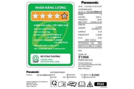 Máy lạnh Panasonic Inverter 2 HP CU/CS-XU18BKH-8
