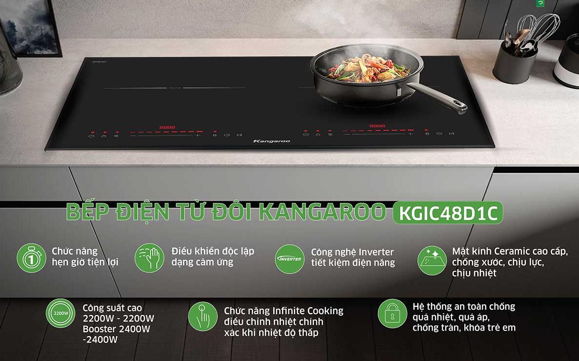 Bếp từ đôi lắp âm Kangaroo KGIC48D1C