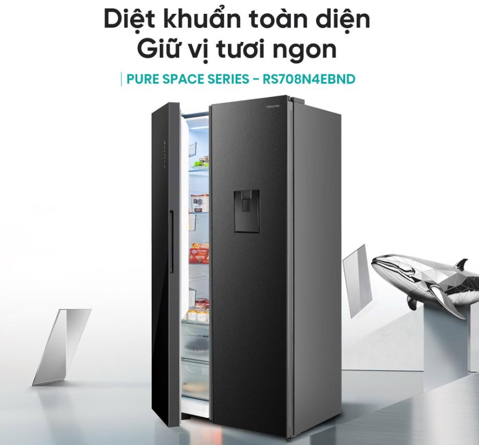 Tủ lạnh Hisense Inverter 550 lít RS708N4EBND