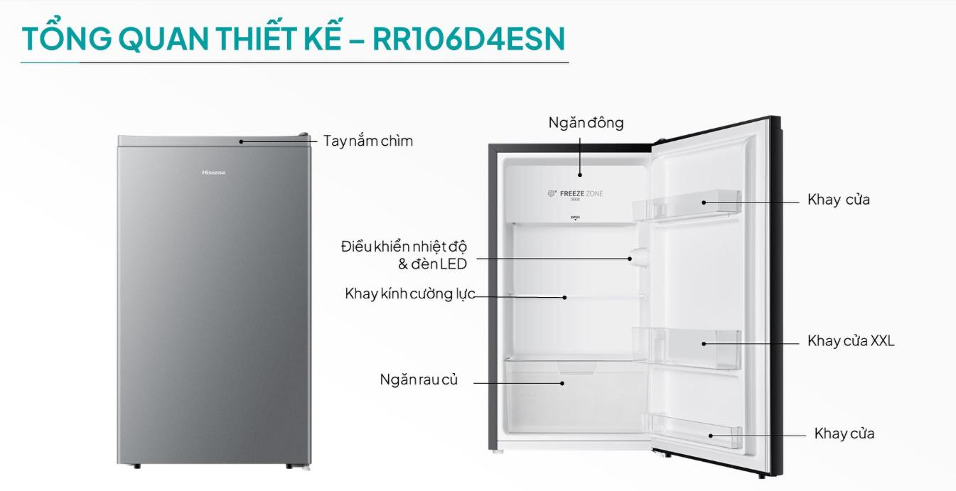 Tủ lạnh Hisense 82 lít RR106D4ESN
