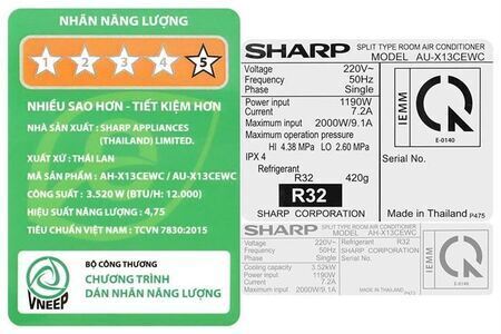 Máy lạnh Sharp Inverter 1.5 HP AH-X13CEWC