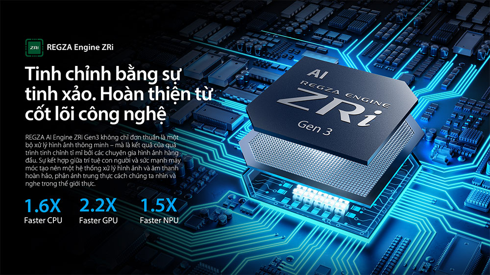 Bộ xử lý Regza Engine ZRi Tivi Mini LED Toshiba AI 4K 75 Inch 75Z770RP