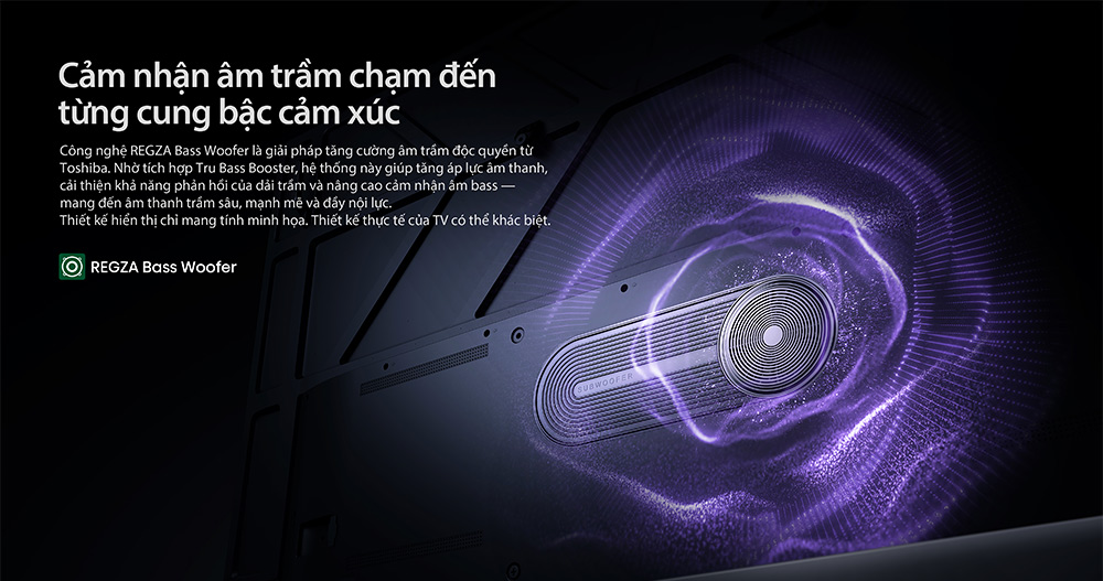 Công nghệ Regza Bass Woofer Tivi Mini LED Toshiba AI 4K 75 Inch 75Z770RP