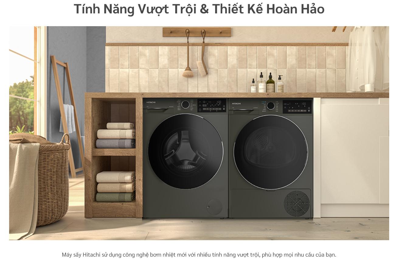 Máy sấy bơm nhiệt Hitachi Inverter 10 kg TD-100XFVEM