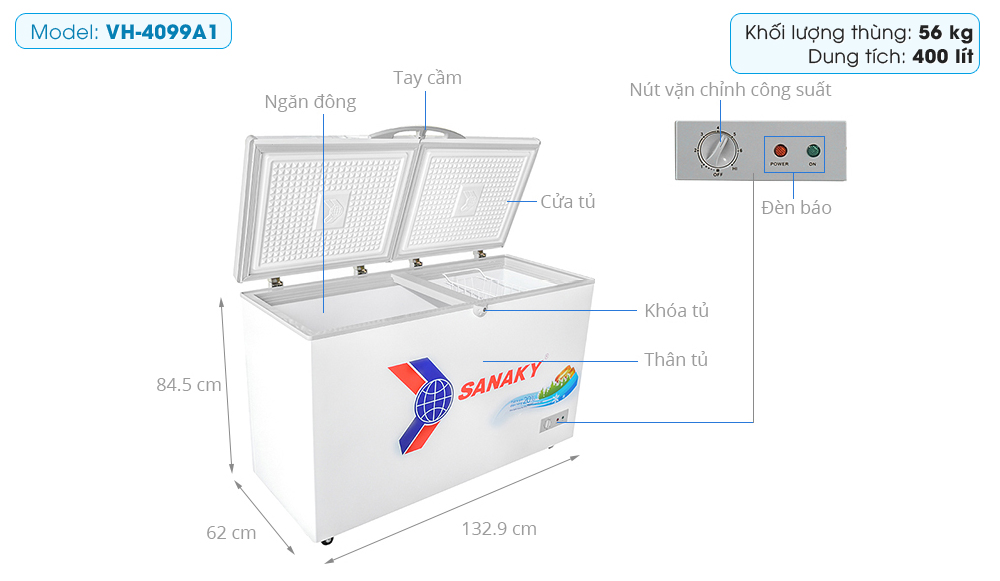 Tủ đông Sanaky 305 lít VH-4099A1