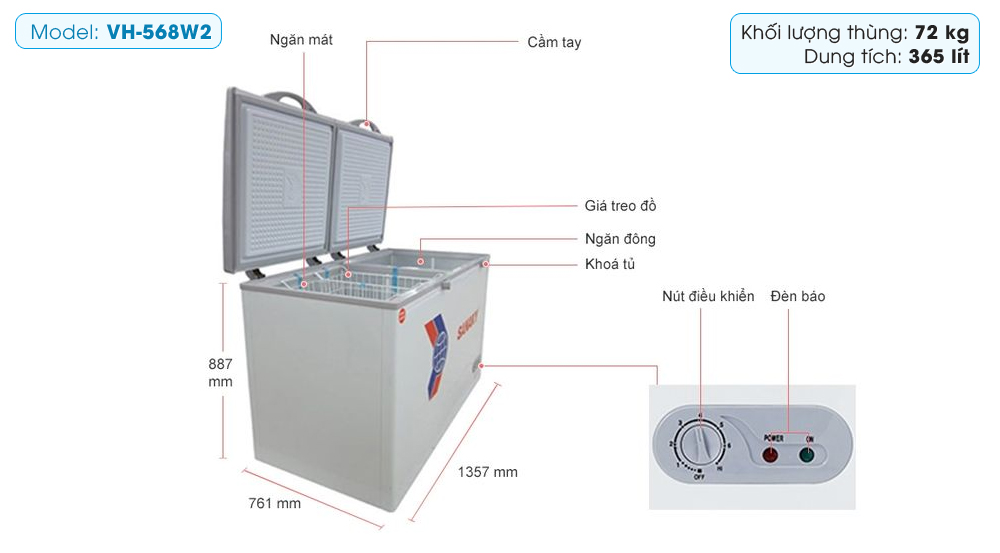 Tủ đông Sanaky 560 lít VH-568W2 Tủ đông Sanaky 560 lít VH-568W2