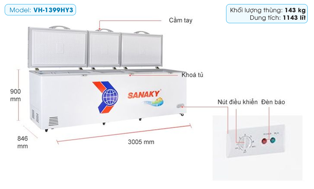 Tủ đông Sanaky Inverter VH-1399HY3 Tủ đông Sanaky Inverter VH-1399HY3