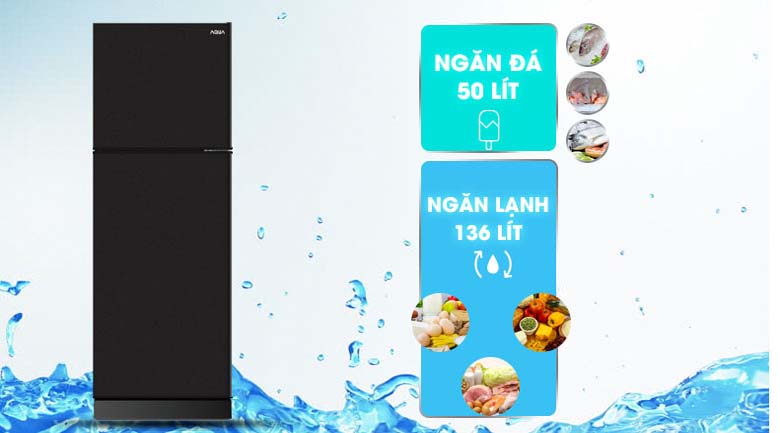Dung tích - Tủ lạnh Aqua Inverter 186 lít AQR-T219FA Dung tích - Tủ lạnh Aqua Inverter 186 lít AQR-T219FA