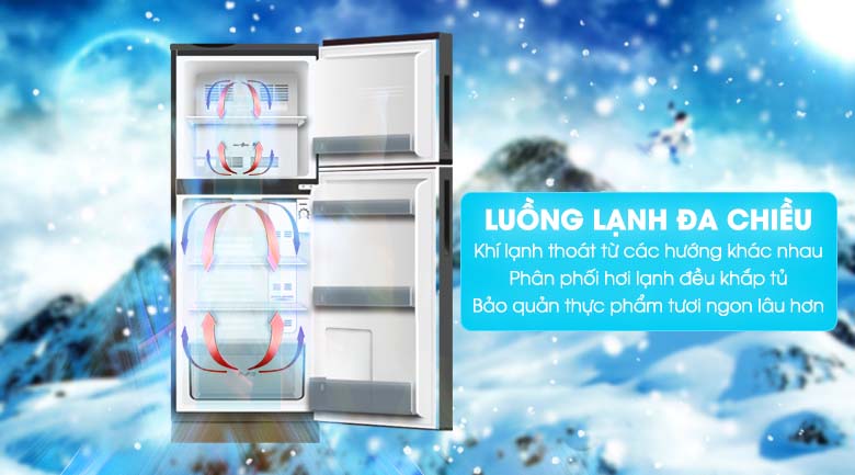 Khí lạnh đa chiều - Tủ lạnh Aqua Inverter 186 lít AQR-T219FA Khí lạnh đa chiều - Tủ lạnh Aqua Inverter 186 lít AQR-T219FA