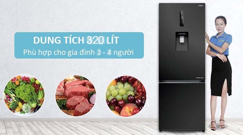 Dung tích 320 lít - Tủ lạnh Aqua Inverter 320 lít AQR-IW378EB BS Dung tích 320 lít - Tủ lạnh Aqua Inverter 320 lít AQR-IW378EB BS