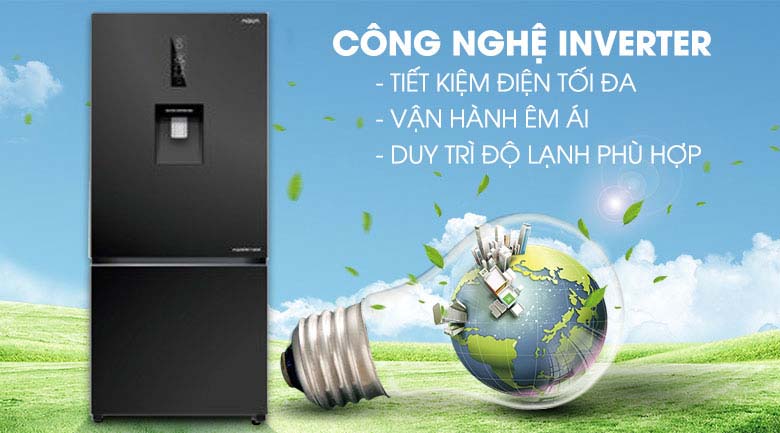 Công nghệ Inverter tiết kiệm điện - Tủ lạnh Aqua Inverter 320 lít AQR-IW378EB BS Công nghệ Inverter tiết kiệm điện - Tủ lạnh Aqua Inverter 320 lít AQR-IW378EB BS