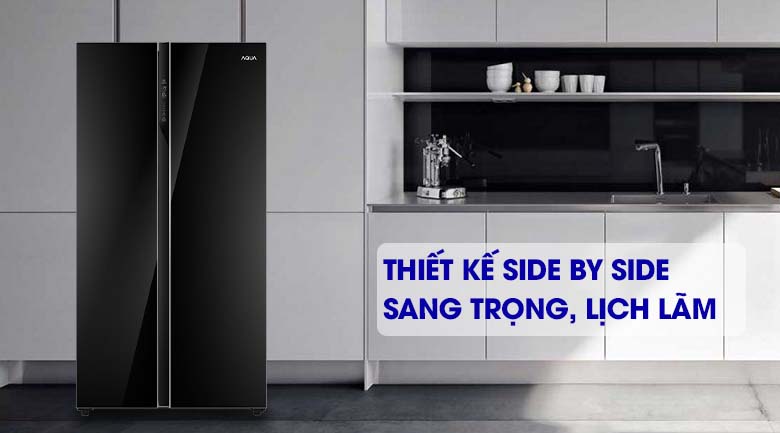 Thiết kế side by side sang trọng, đẳng cấp - Tủ lạnh AQUA Inverter 576 lít AQR-IG696FS GB Thiết kế side by side sang trọng, đẳng cấp - Tủ lạnh AQUA Inverter 576 lít AQR-IG696FS GB