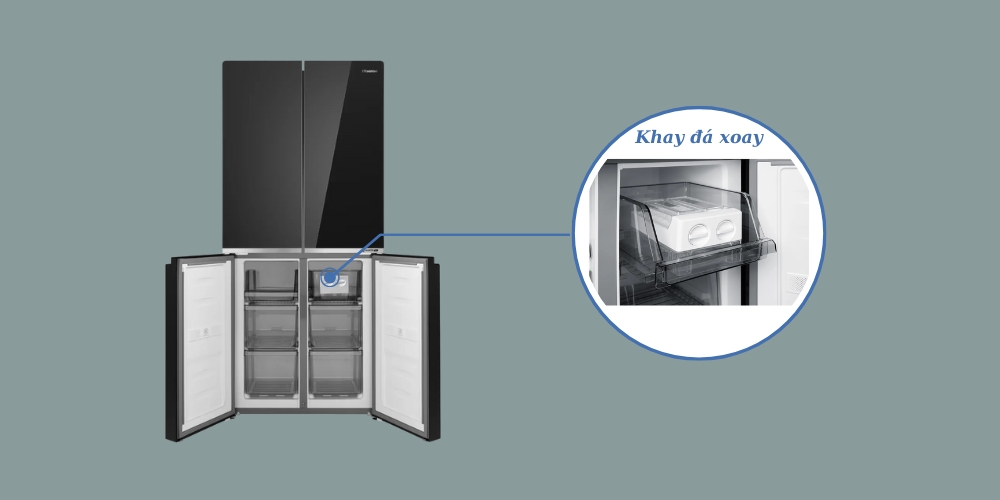 Tủ Lạnh Hisense RQ559N4EBU có khay đá xoay