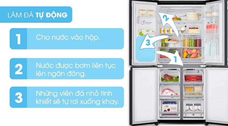 Chức năng tự động làm đá tiện dụng - Tủ lạnh LG Inverter InstaView Door-in-Door 601 lít GR-X247MC Chức năng tự động làm đá tiện dụng - Tủ lạnh LG Inverter InstaView Door-in-Door 601 lít GR-X247MC