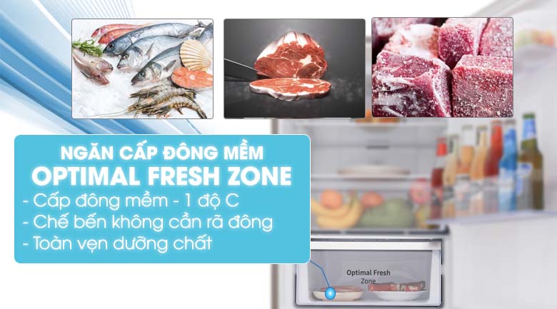 Ngăn đông mềm bảo quản thực phẩm tươi sống mà không cần rã đông - Tủ lạnh Samsung Inverter 276 lít RB27N4010DX/SV Ngăn đông mềm bảo quản thực phẩm tươi sống mà không cần rã đông - Tủ lạnh Samsung Inverter 276 lít RB27N4010DX/SV
