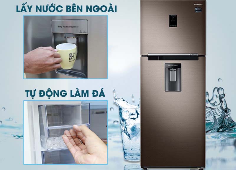 Làm đá tự động và lấy nước mát từ bên ngoài Làm đá tự động và lấy nước mát từ bên ngoài
