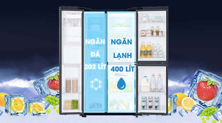 Dung tích 602 lít phù hợp cho gia đình trên 5 người - Tủ lạnh Samsung Inverter 602 lít RS65R5691B4/SV Mẫu 2019 Dung tích 602 lít phù hợp cho gia đình trên 5 người - Tủ lạnh Samsung Inverter 602 lít RS65R5691B4/SV Mẫu 2019