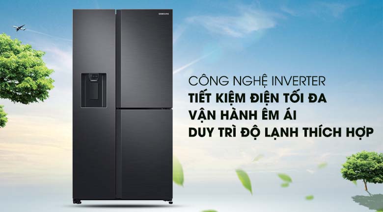 Công nghệ Inverter tiết kiệm điện, giúp tủ lạnh vận hành êm ái - Tủ lạnh Samsung Inverter 602 lít RS65R5691B4/SV Mẫu 2019 Công nghệ Inverter tiết kiệm điện, giúp tủ lạnh vận hành êm ái - Tủ lạnh Samsung Inverter 602 lít RS65R5691B4/SV Mẫu 2019