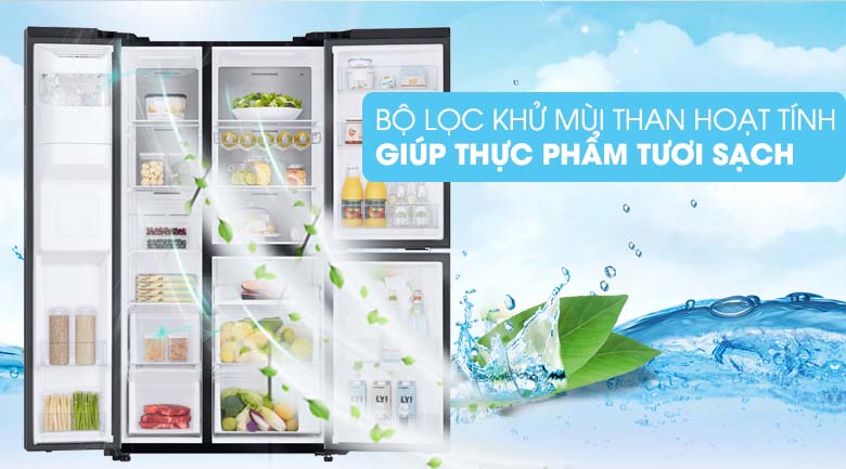 Bảo quản thực phẩm tươi sạch với bộ lọc than hoạt tính - Tủ lạnh Samsung Inverter 602 lít RS65R5691B4/SV Mẫu 2019 Bảo quản thực phẩm tươi sạch với bộ lọc than hoạt tính - Tủ lạnh Samsung Inverter 602 lít RS65R5691B4/SV Mẫu 2019