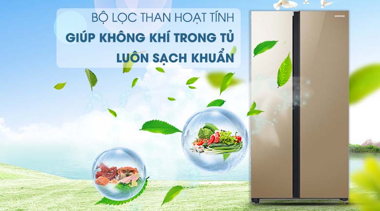 Lọc sạch không khí với bộ lọc than hoạt tính - Tủ lạnh Samsung Inverter 647 lít RS62R50014G/SV Lọc sạch không khí với bộ lọc than hoạt tính - Tủ lạnh Samsung Inverter 647 lít RS62R50014G/SV