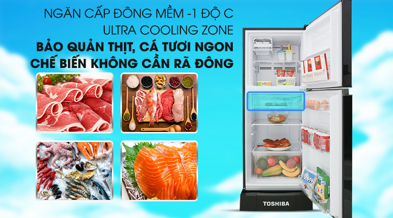 Bảo quản không cần rã đông thực phẩm với ngăn cấp đông mềm - Tủ lạnh Toshiba Inverter 194 lít GR-A25VM (UKG) Bảo quản không cần rã đông thực phẩm với ngăn cấp đông mềm - Tủ lạnh Toshiba Inverter 194 lít GR-A25VM (UKG)