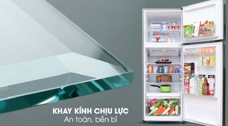 Khay kính chịu lực bền bỉ - Tủ lạnh Toshiba Inverter 233 lít GR-A28VS (DS) Khay kính chịu lực bền bỉ - Tủ lạnh Toshiba Inverter 233 lít GR-A28VS (DS)